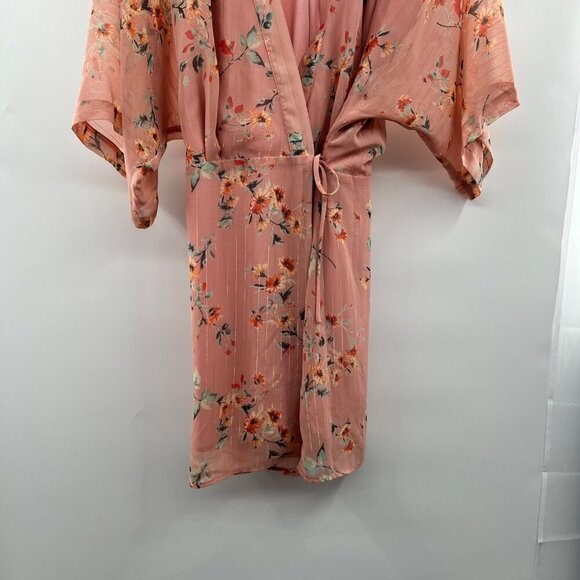 Collective Concepts Women's Mini Wrap Dress Pink/Multi Floral Size Small - Picture 5 of 9